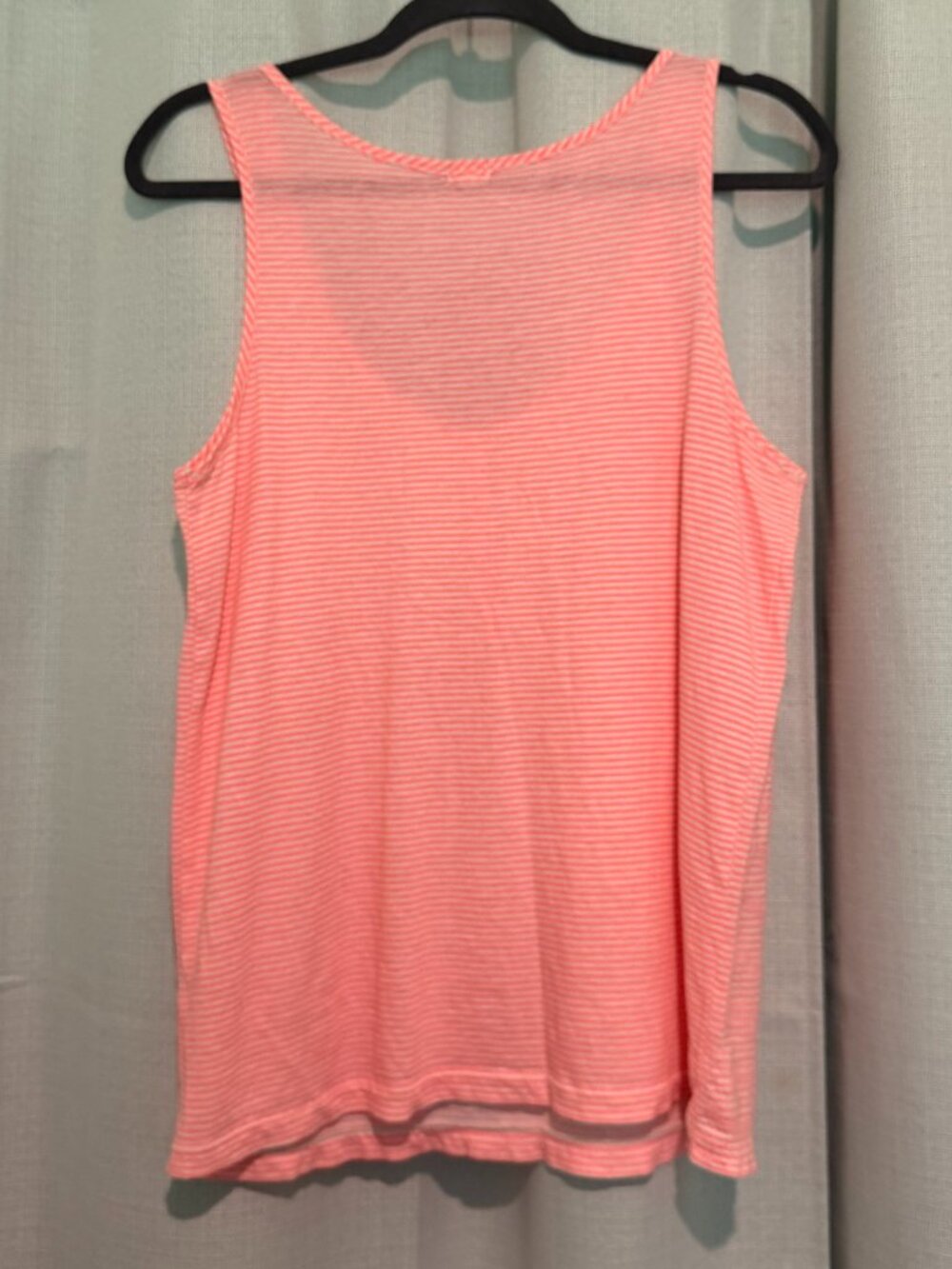 J. Crew Pink Striped Sequin Henley Tank Top Size L Cotton Summer - Picture 2 of 6